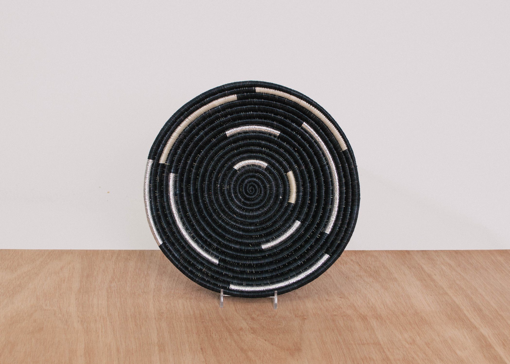 Medium Silver Black Spiral Wall Basket