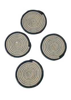 Shades of Gray Ring Raffia Coaster Set