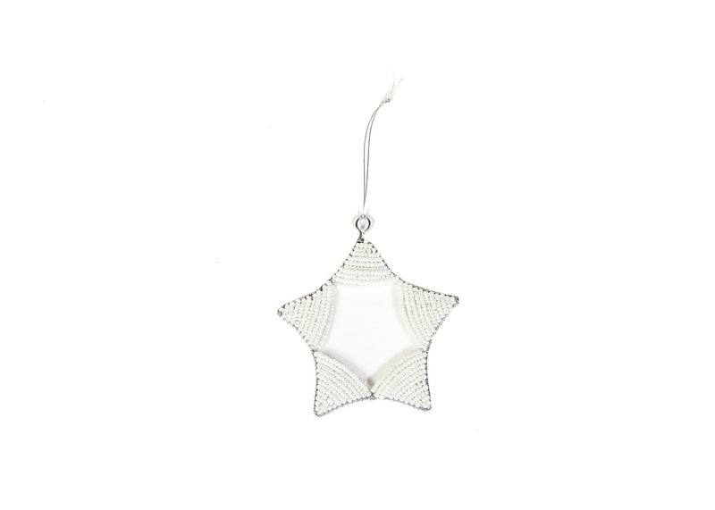 KAZI White Beaded Star Ornament Ornaments KAZI 