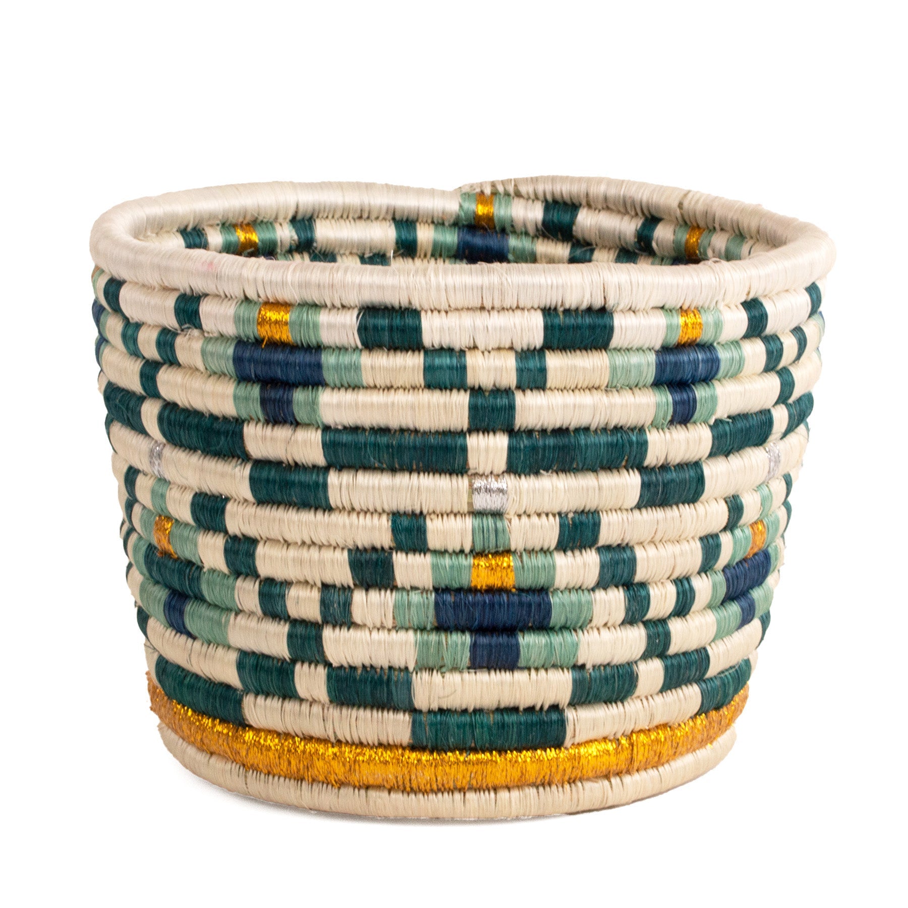 Green + Teal Woven Tapered Planter