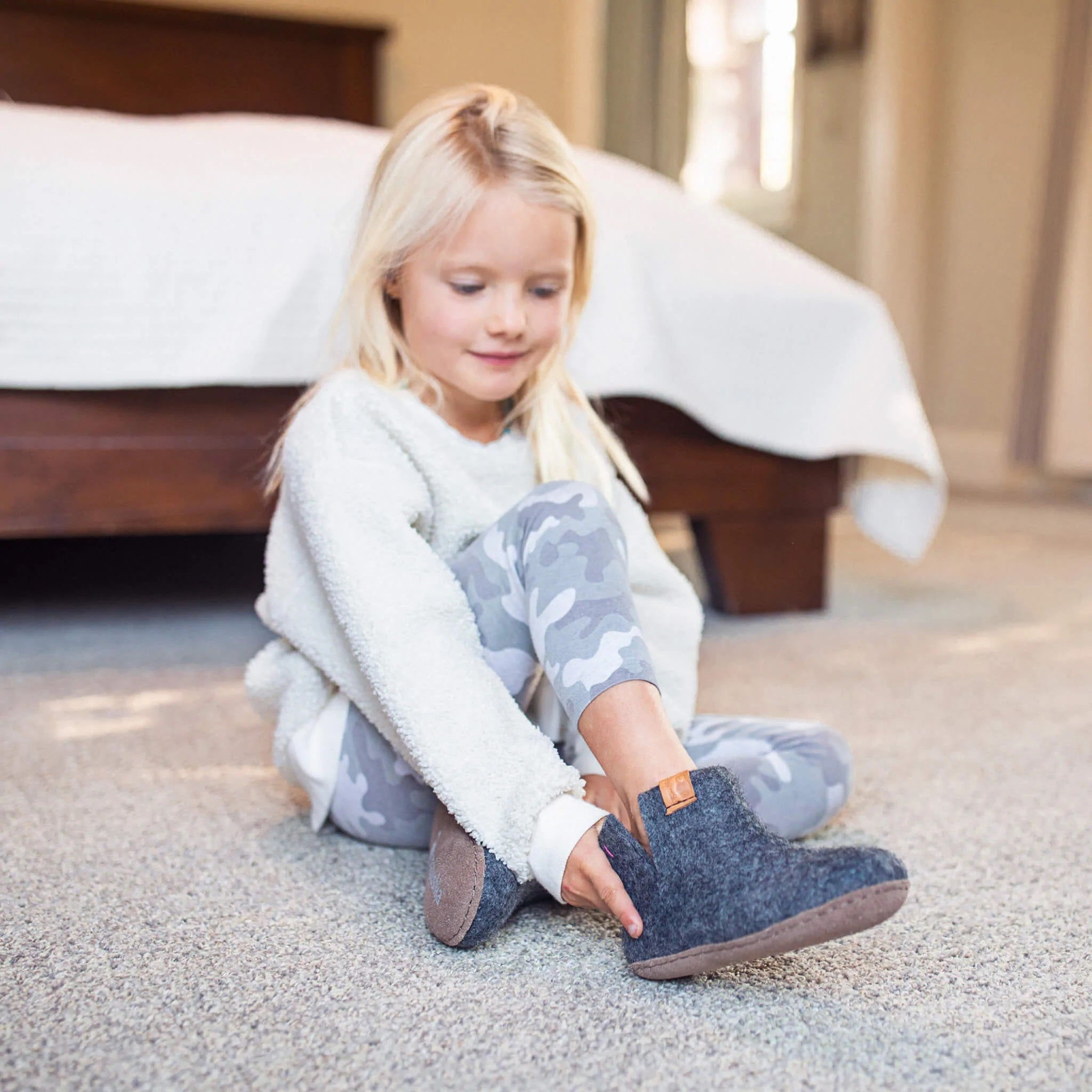 Kids' Wool Bootie with Leather Sole