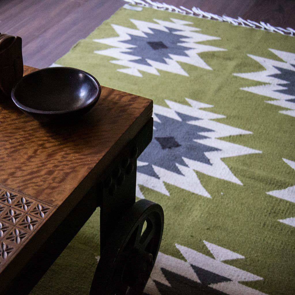 Green Medallions Wool Runner / Rug