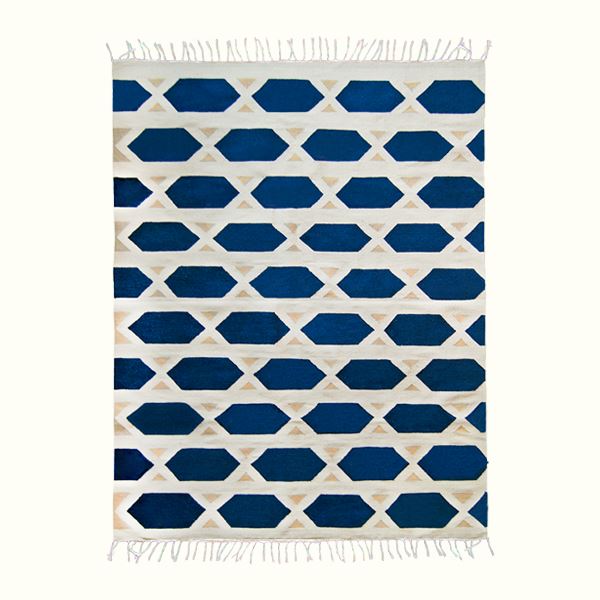 Hexa Blue Wool Rug