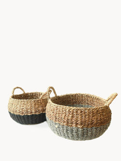 Ula Floor Basket Set  - Black