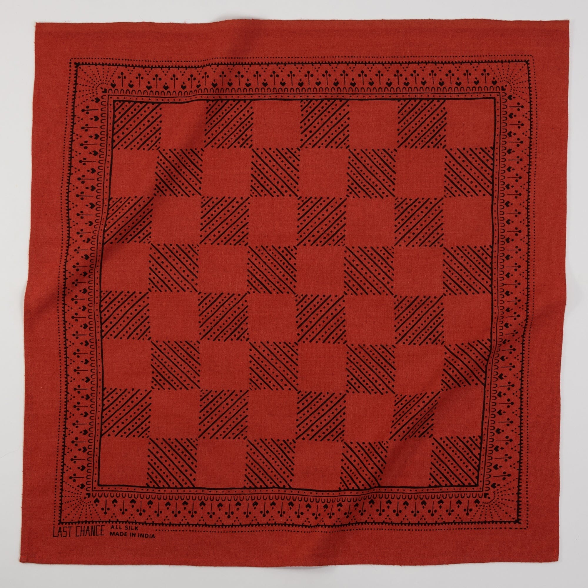 Madder Red Checker Silk Bandana