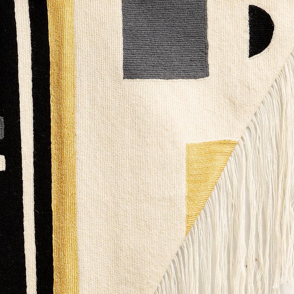 Black + White Wool Fringe Tapestry