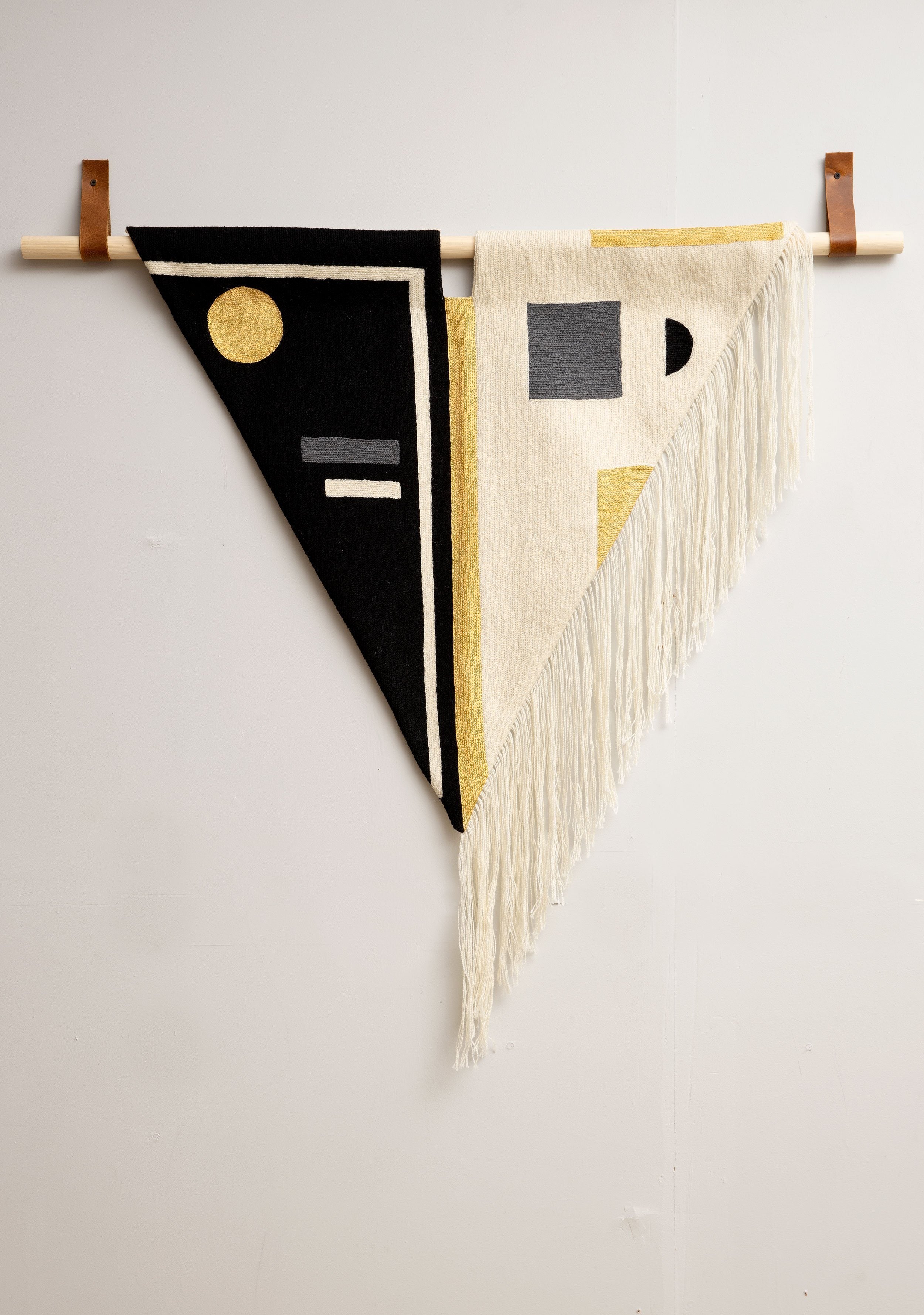 Black + White Wool Fringe Tapestry