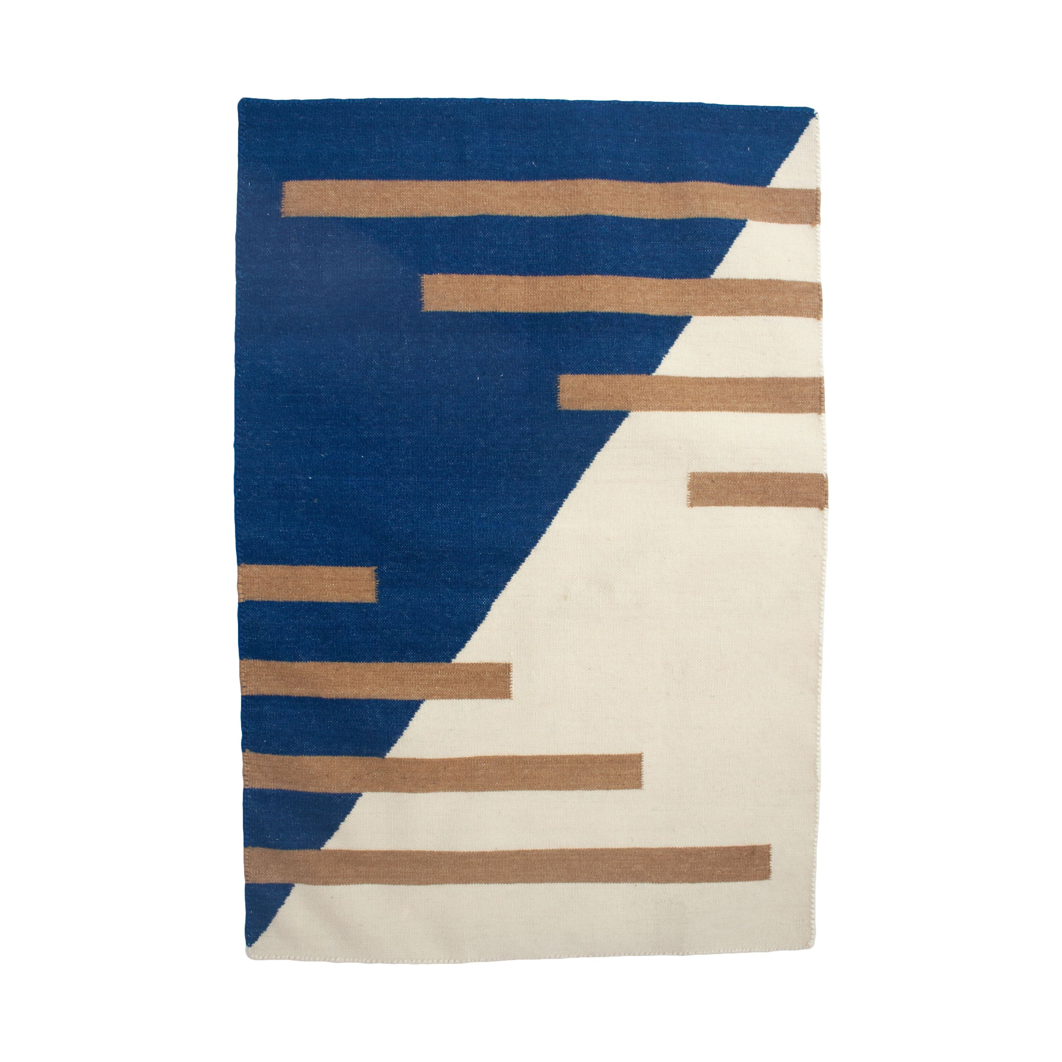 Luna Stripes Wool Rug - Blue