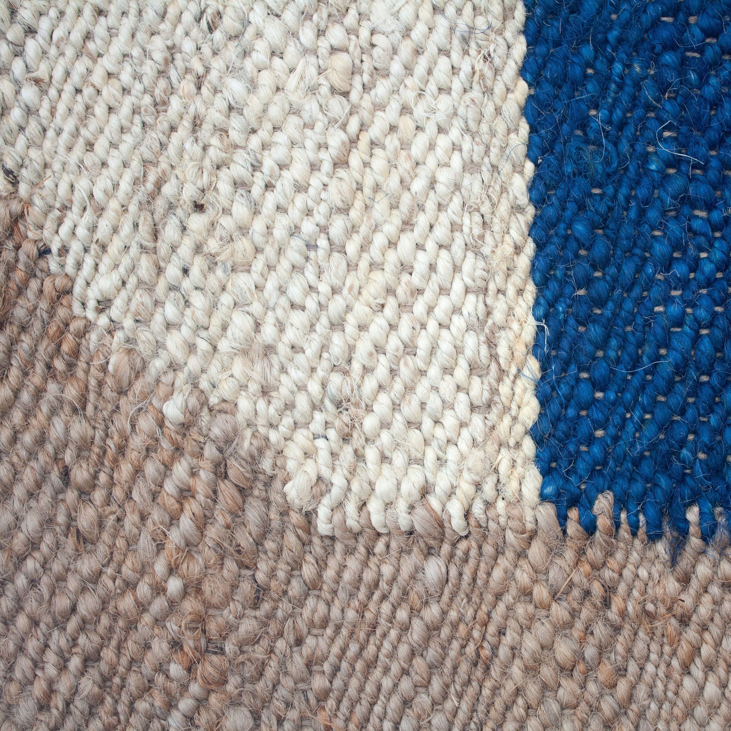 Margeaux Circle Jute Rug - Blue + White