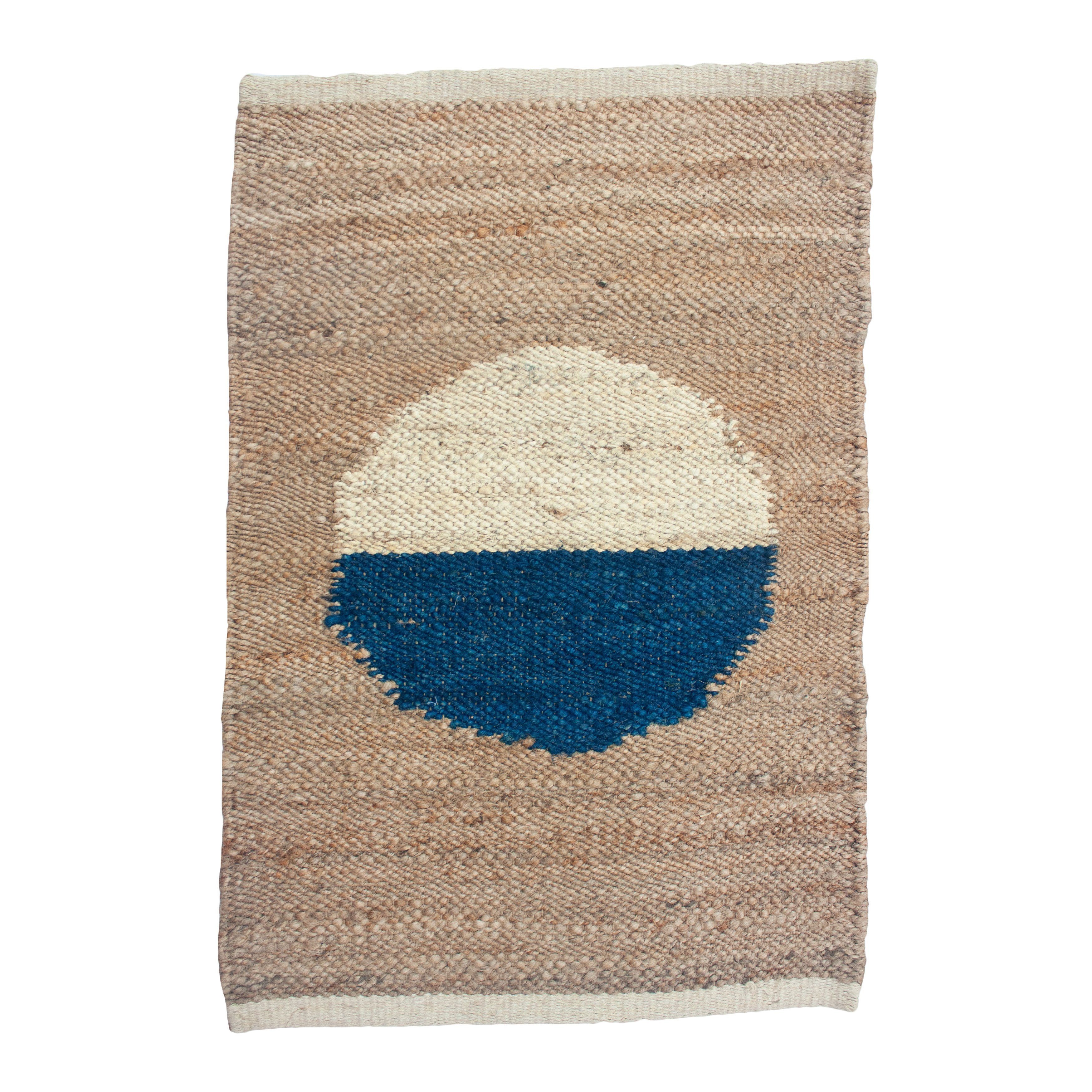 Margeaux Circle Jute Rug - Blue + White