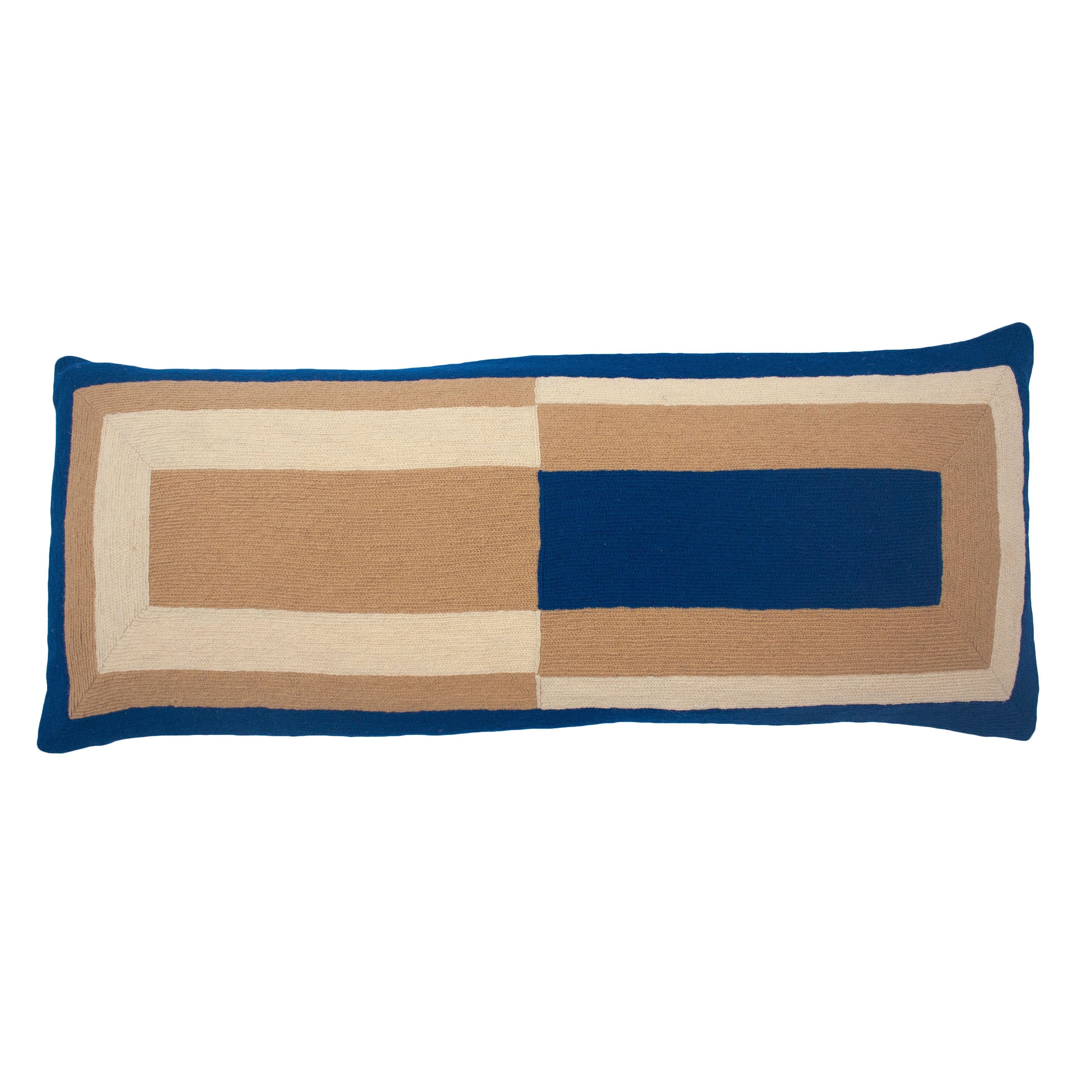 Marianne Wool Lumbar Pillow Cover - Blue