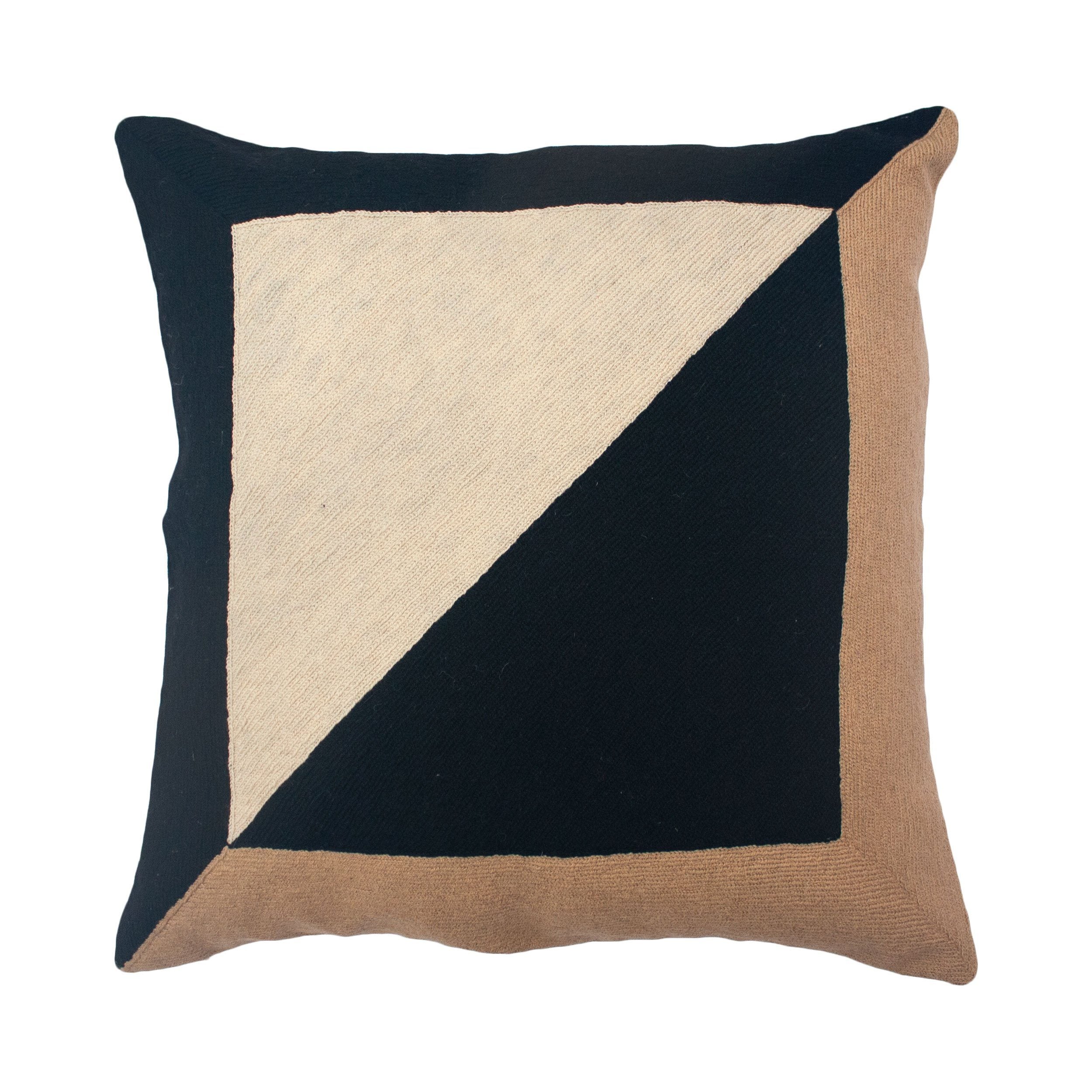 Marianne Square Wool Throw Pillow Cover - Black