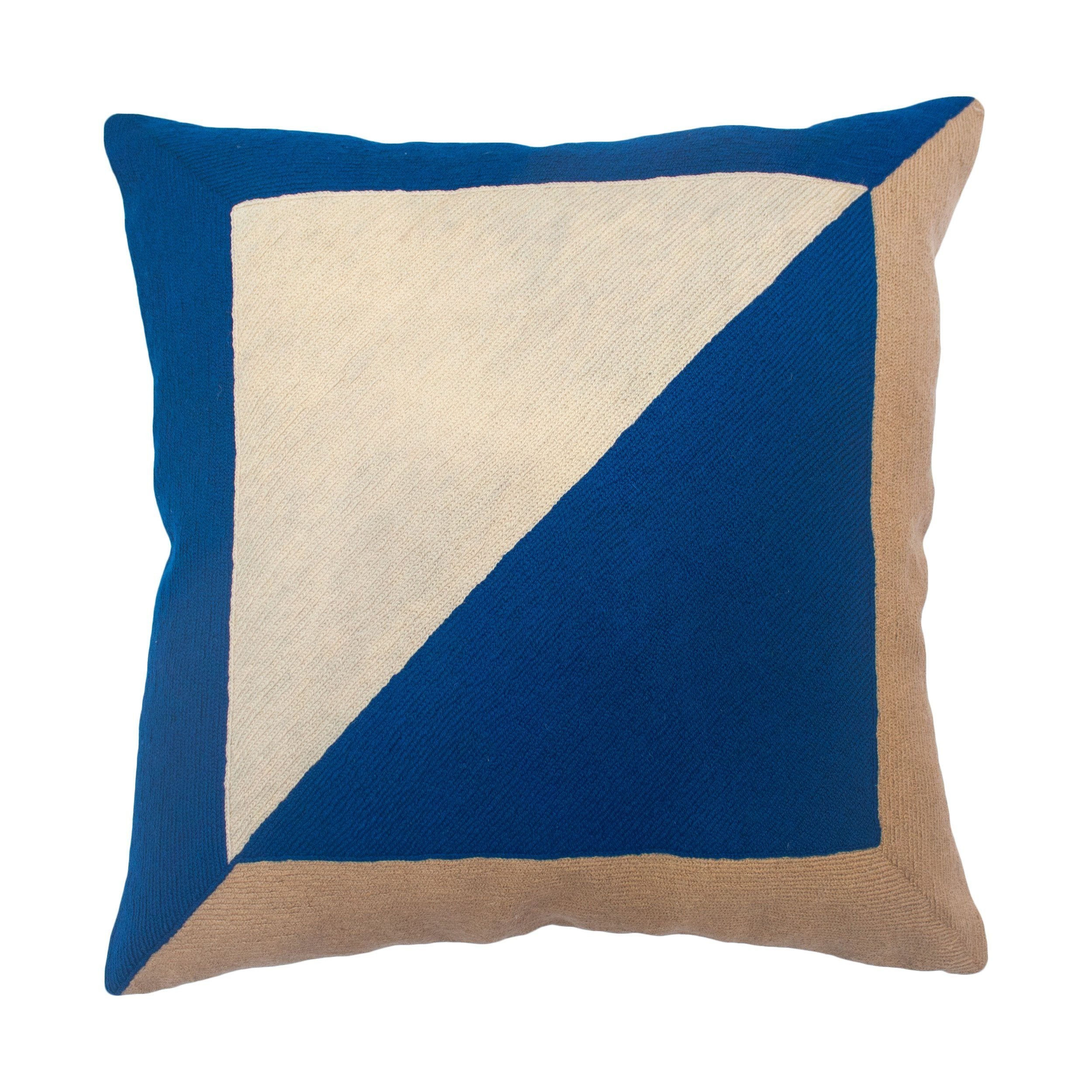 Marianne Square Wool Throw Pillow Cover - Blue