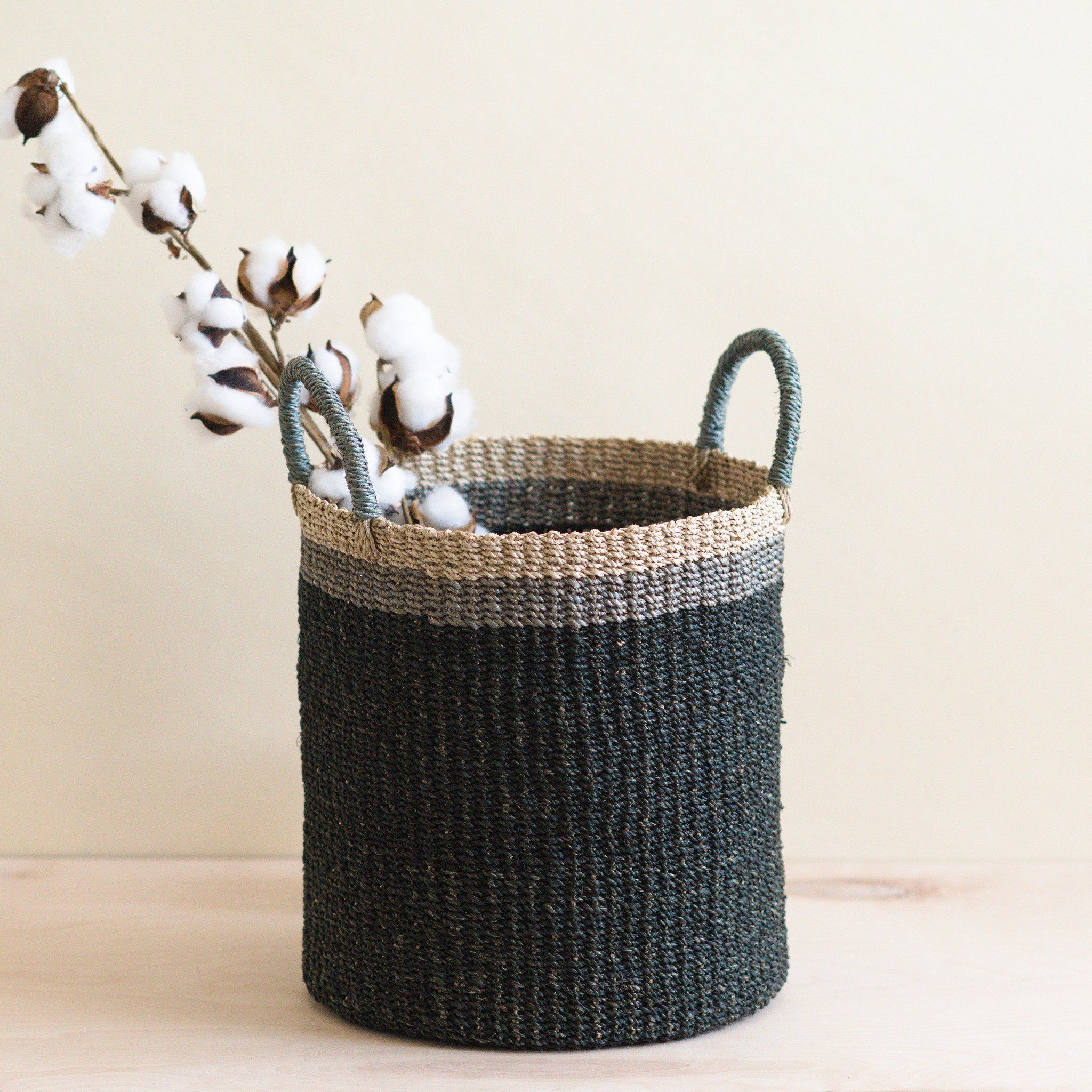 Black Floor Basket with Handles