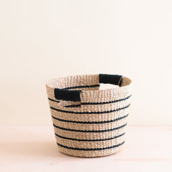 Black + Natural Striped Tapered Basket