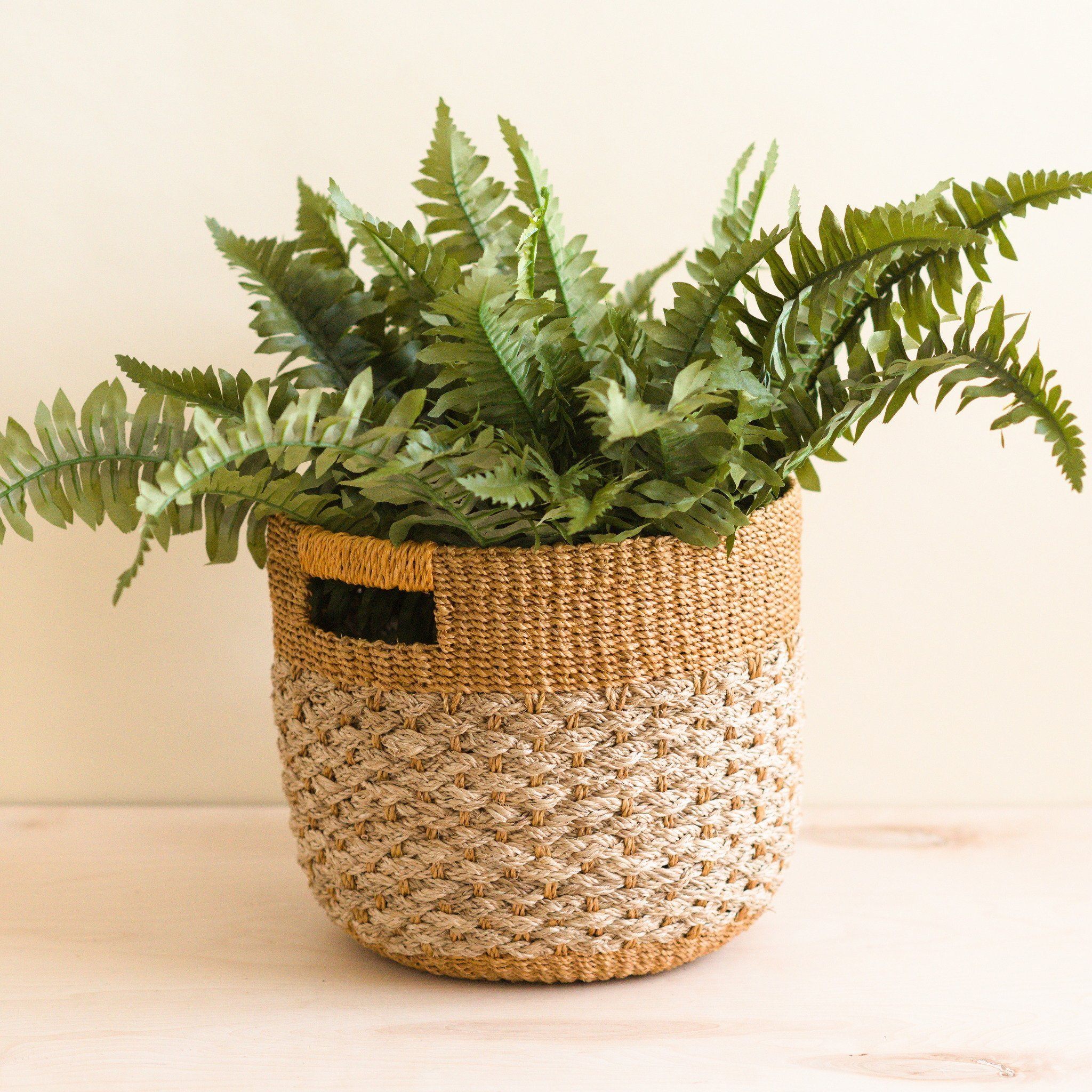 Golden Brown Round Floor Basket