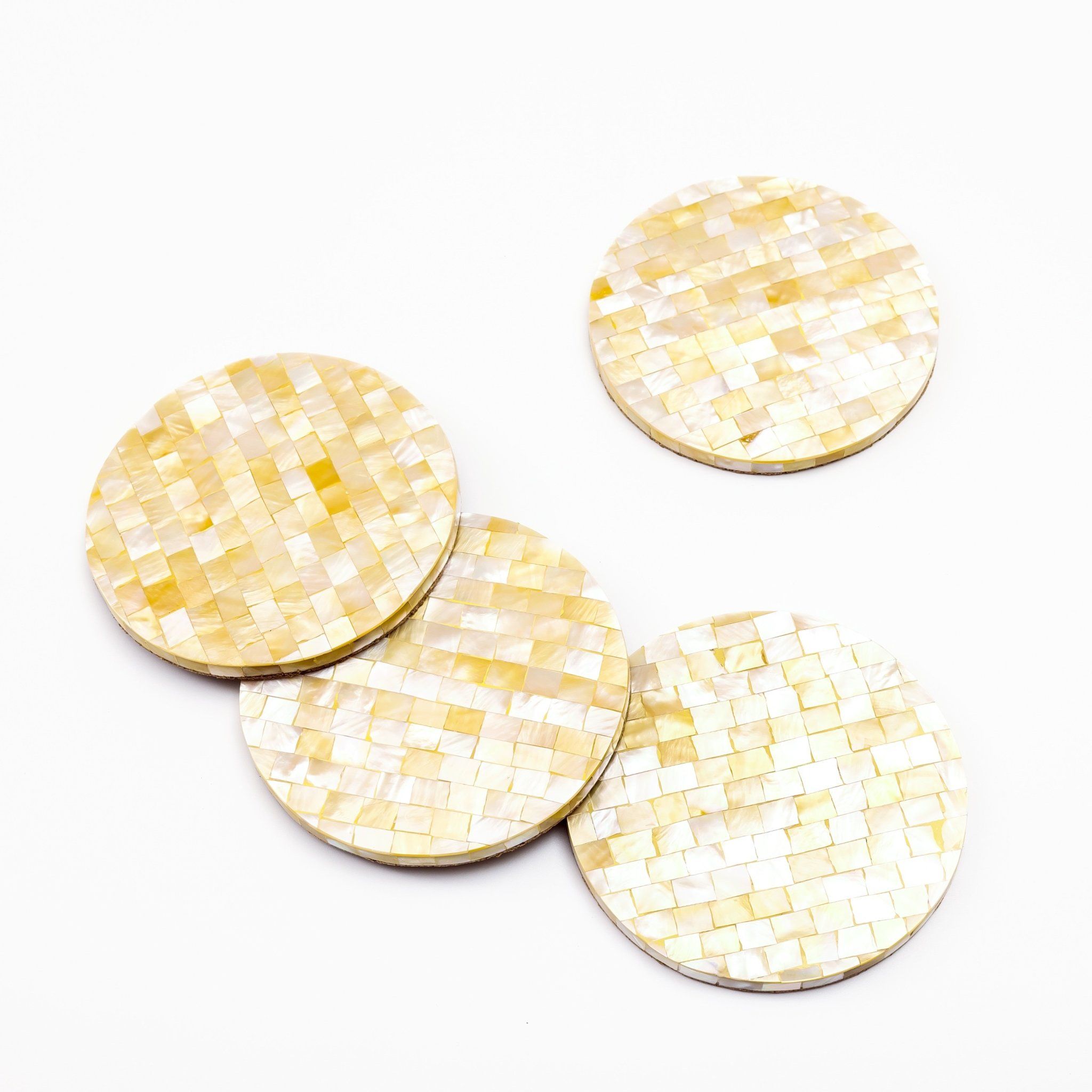 Golden Yellow Mother of Pearl Coaster Set