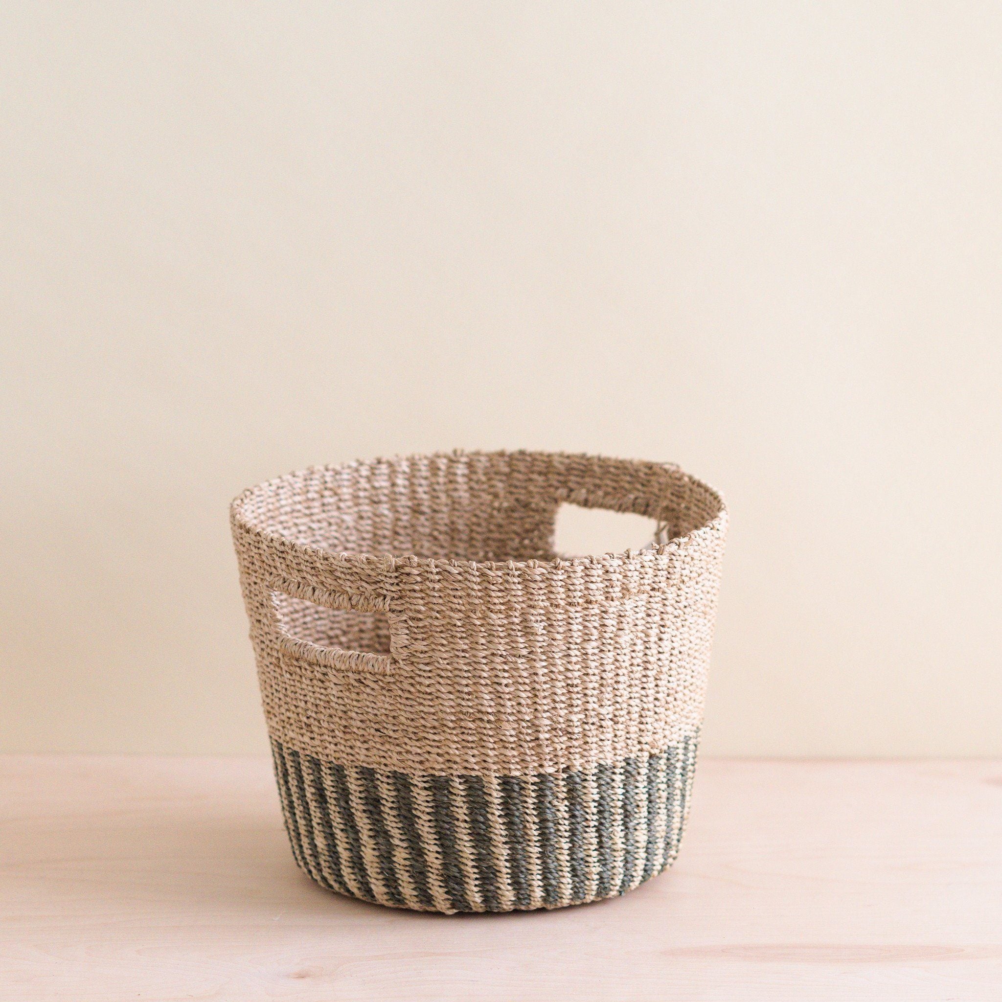 Gray + Natural Tapered Basket