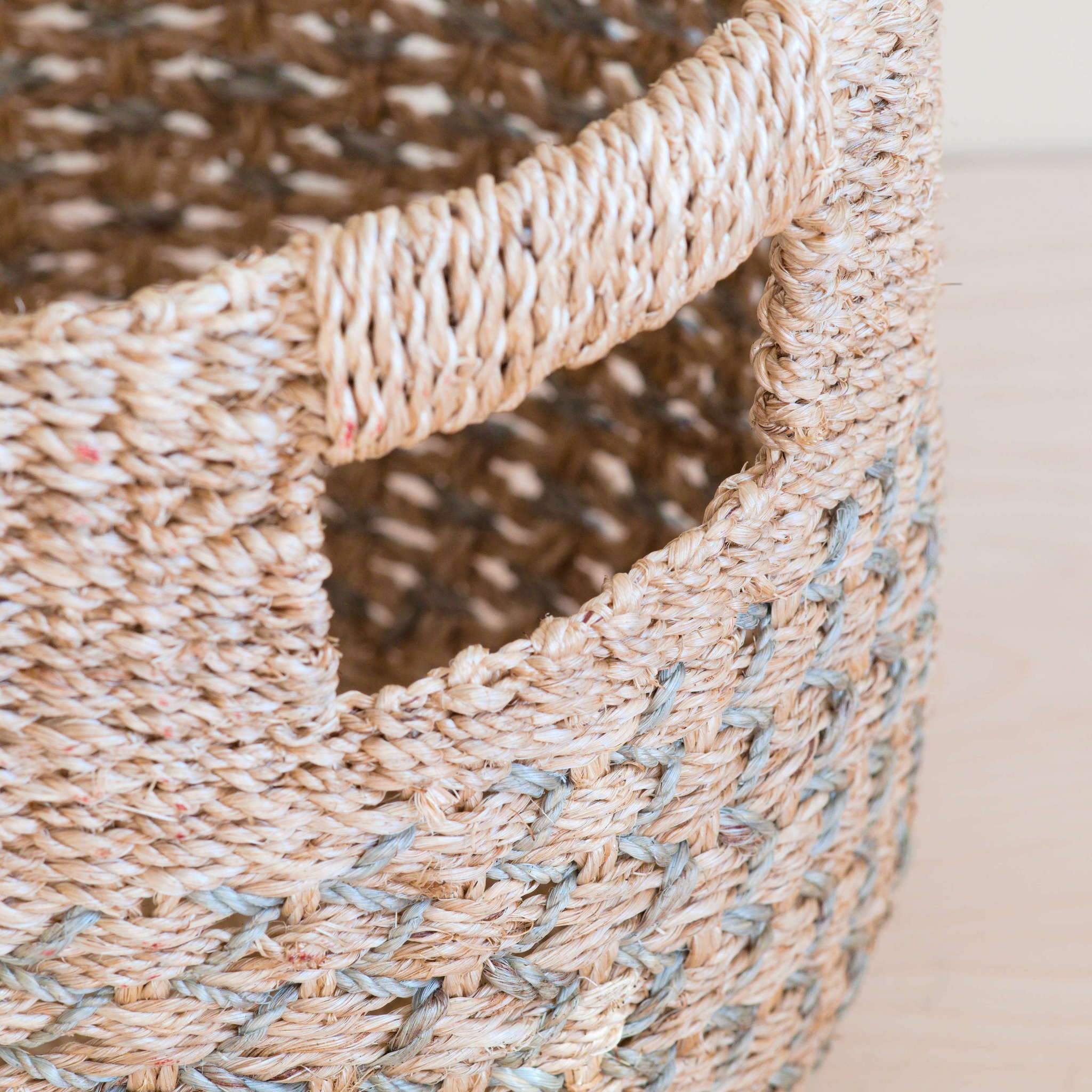 Gray Patterned Round Basket