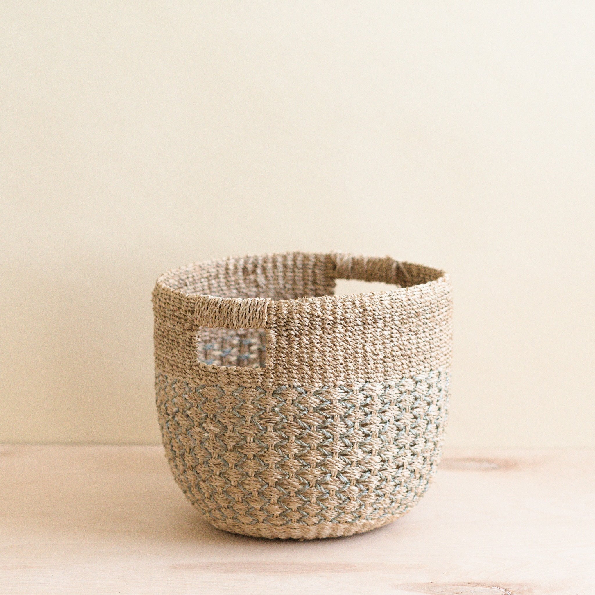 Gray Patterned Round Basket