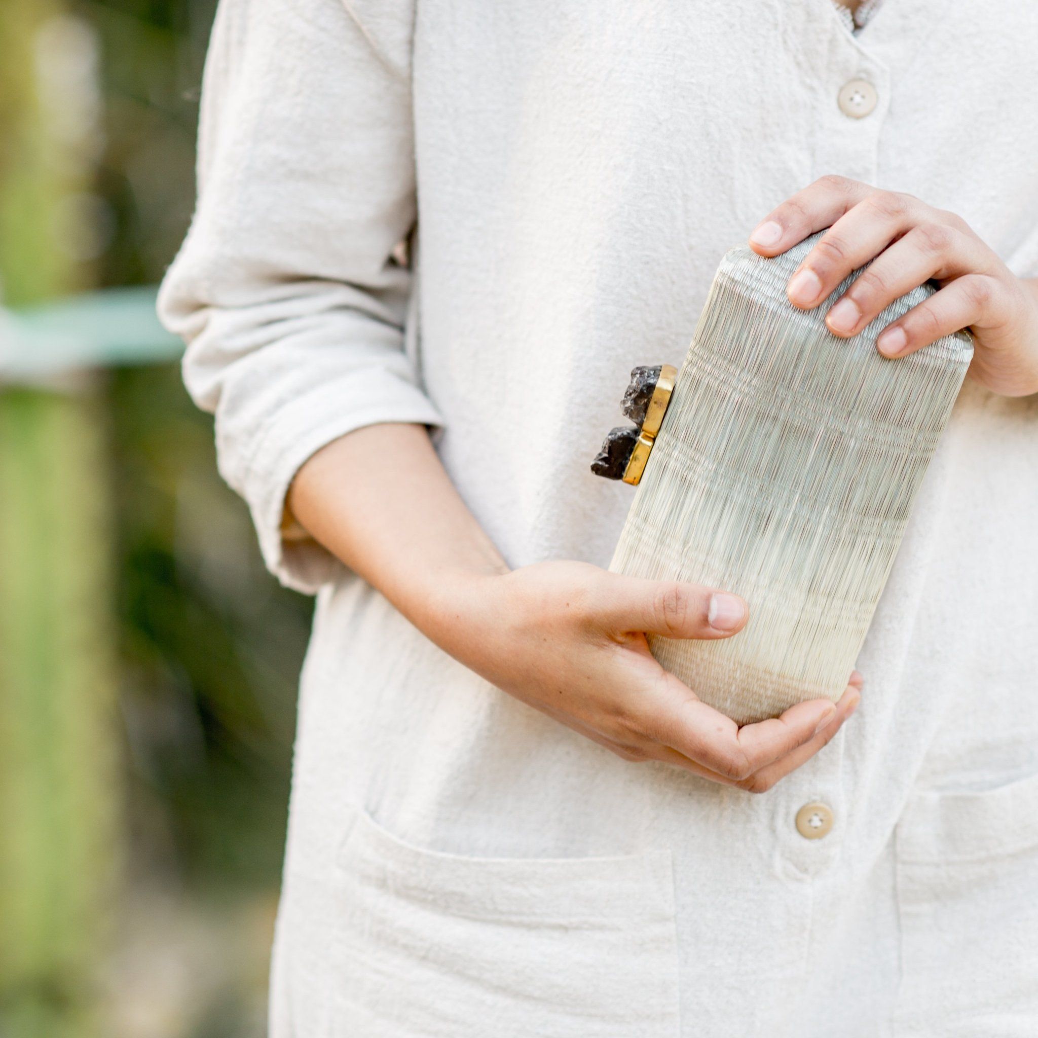 Light Gray Hexagon Clutch