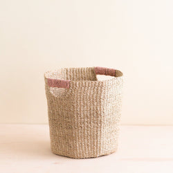 LIKHÂ Natural Octagon Basket with Dusty Rose Handle - Natural Basket | LIKHÂ Baskets LIKHÂ 