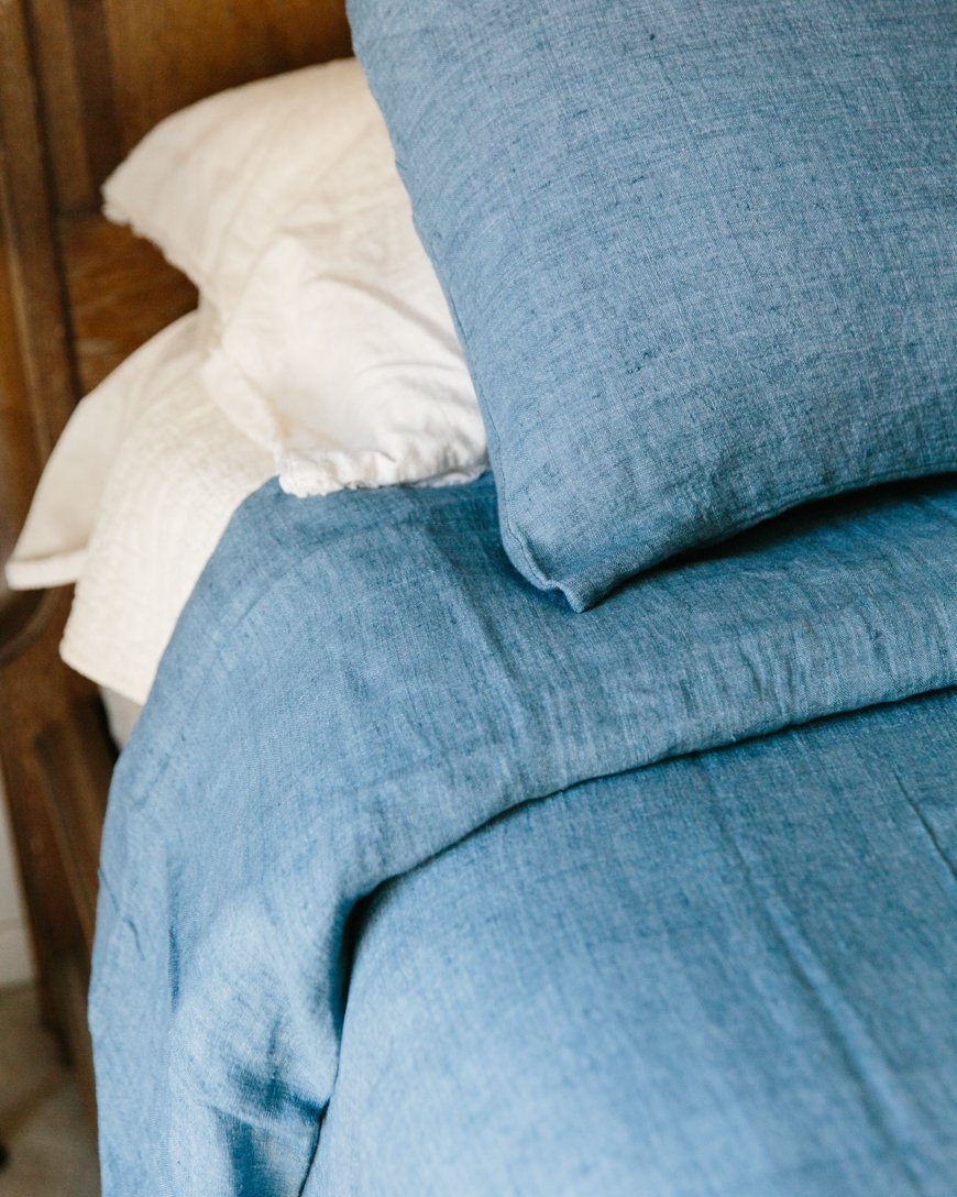 Denim Blue Linen Duvet Set