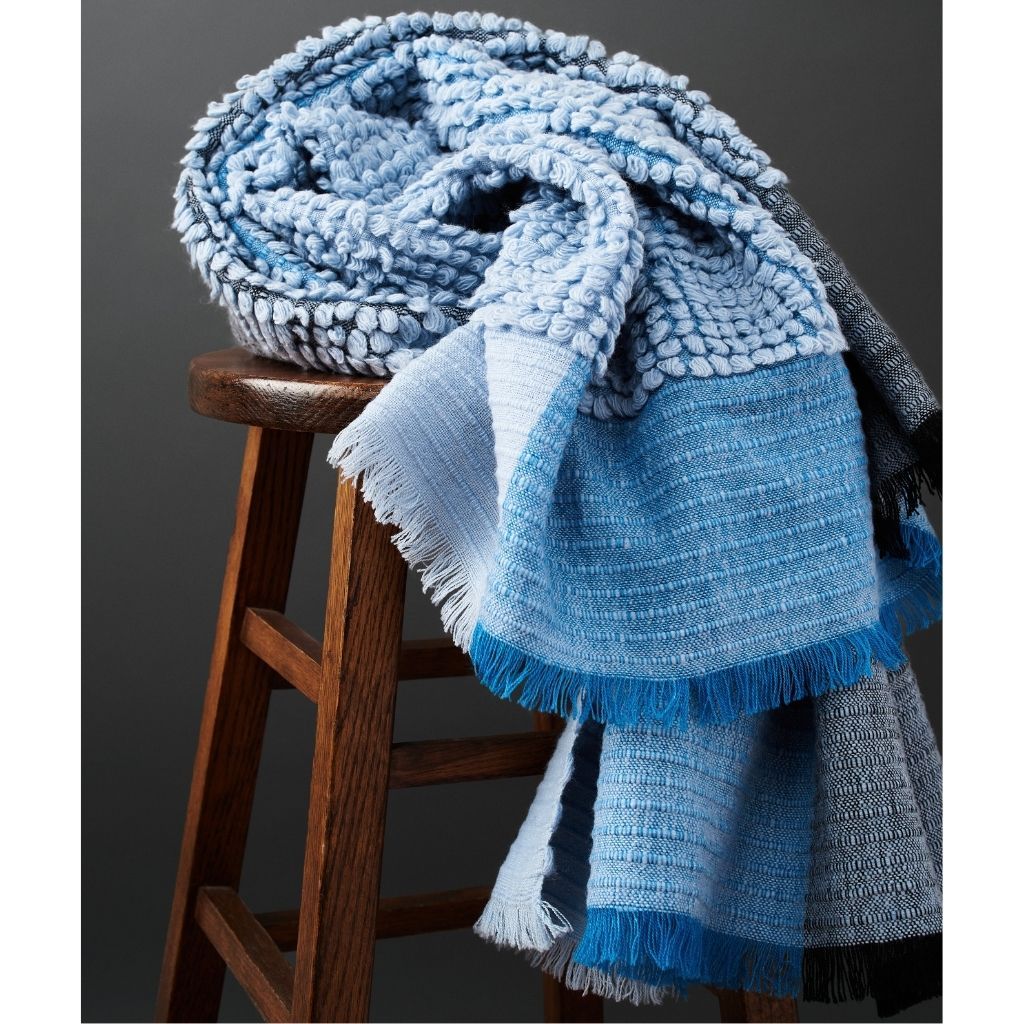 Macaroon Merino Wool Throw Blanket - Sky