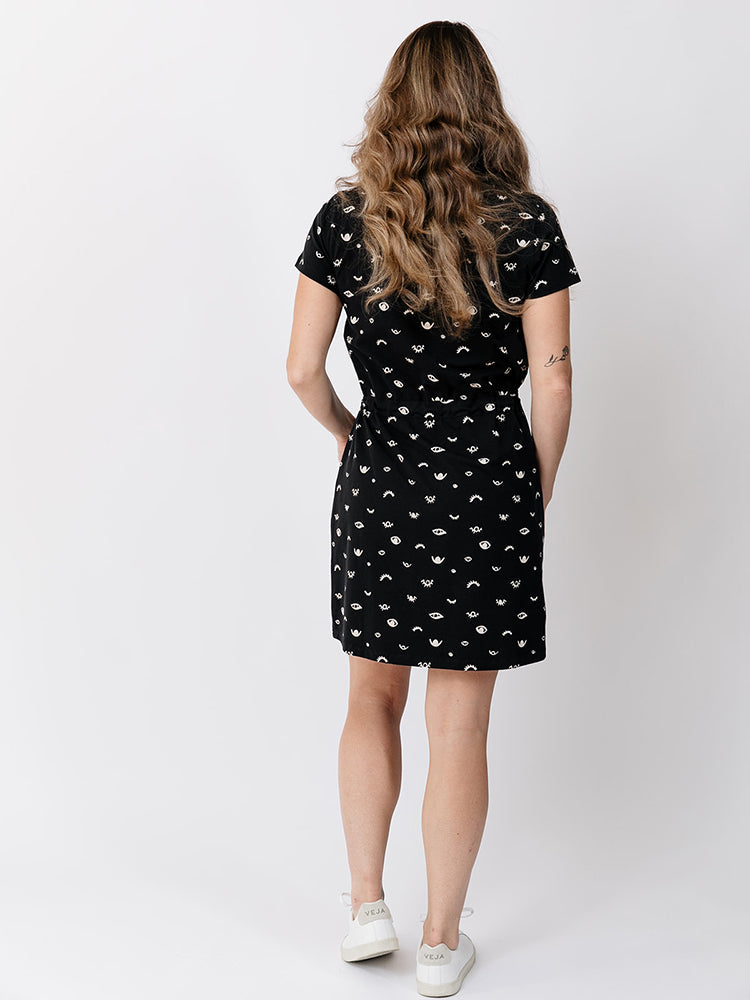 Abby Onyx Eyes Drawstring Dress