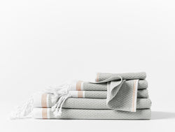 Mediterranean Towels - Deep Pewter / Tangerine Stripe Towels Coyuchi 