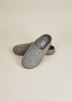 Men's All Natural Sole Wool Slippers with Low Back - Gray Men's Shoes Kyrgies 