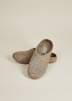 Men's Classic Wool Slippers with Low Back - Oatmeal Men's Shoes Kyrgies 