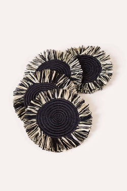 Mixed Raffia Fringe Coaster Set