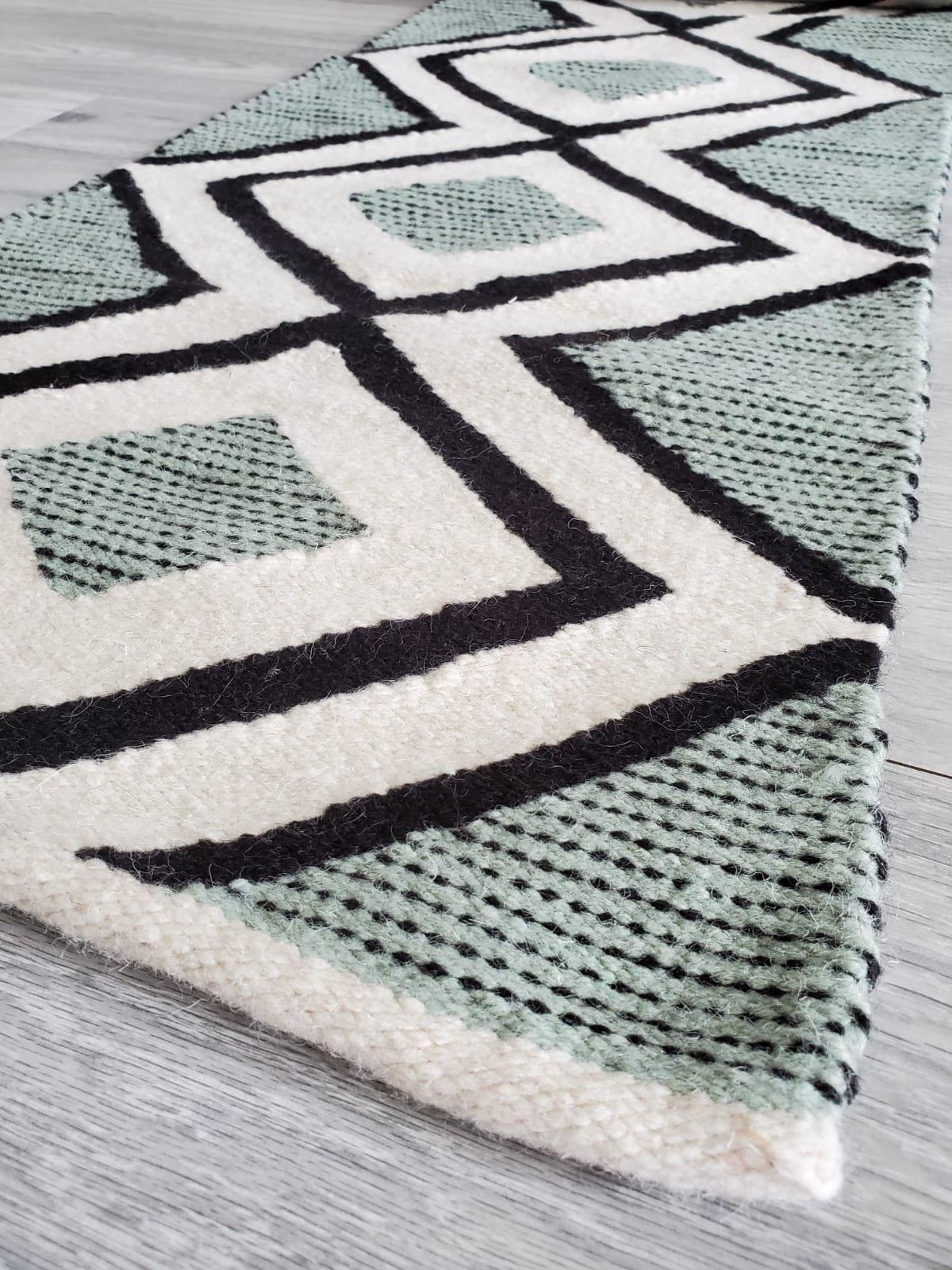 Green Zada Kilim Table Runner