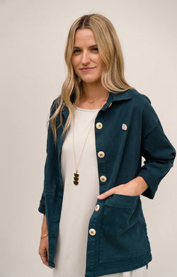 Painters Button Jacket - Rich Teal SHIRT Mien 