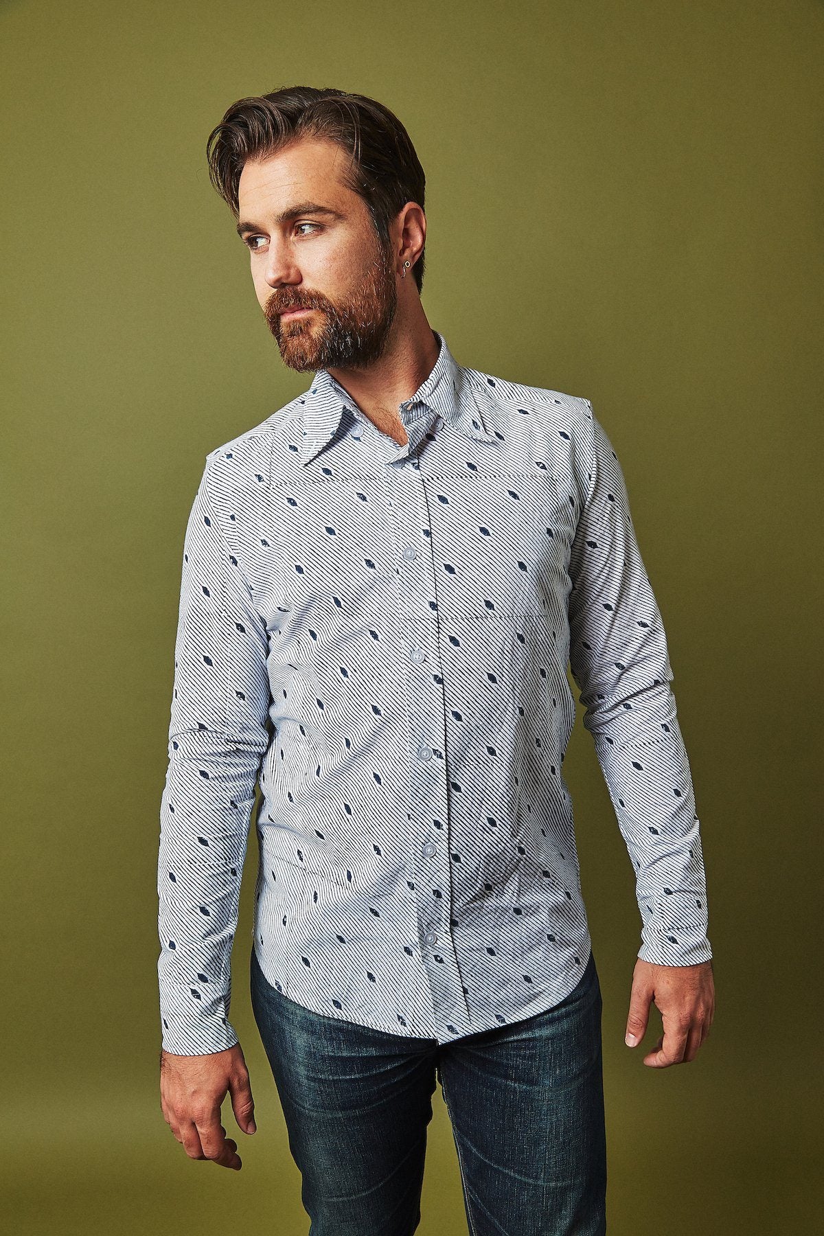 Men's Diagonal Button Down Shirt