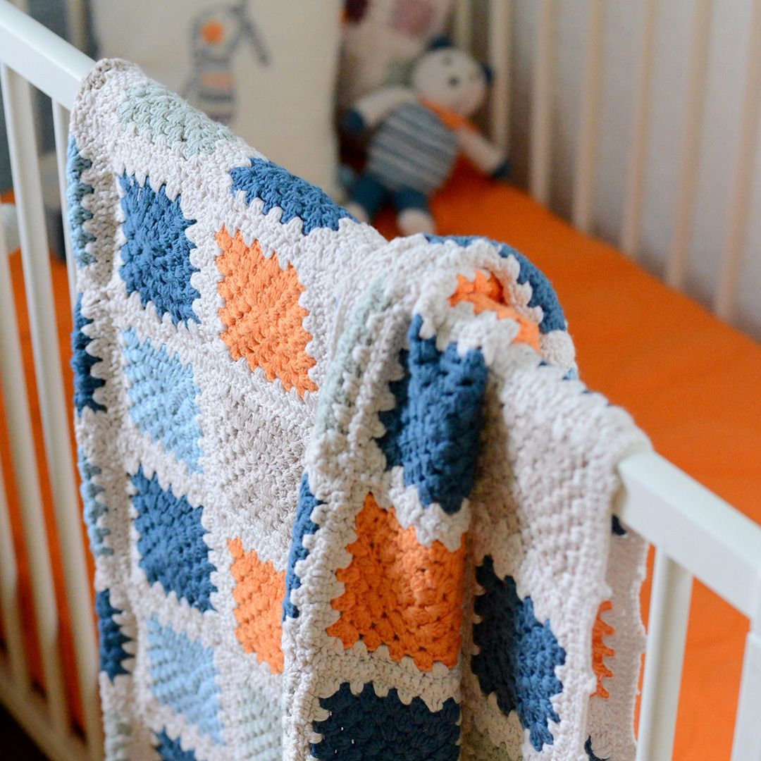 Blue Granny Square Blanket