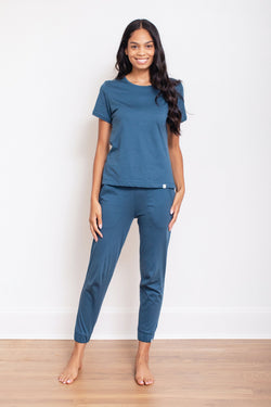 Pima Short Sleeve Jogger Set Pajamas Leena & Lu 