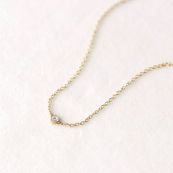 Recycled Gold Tiny Necklace - White Topaz