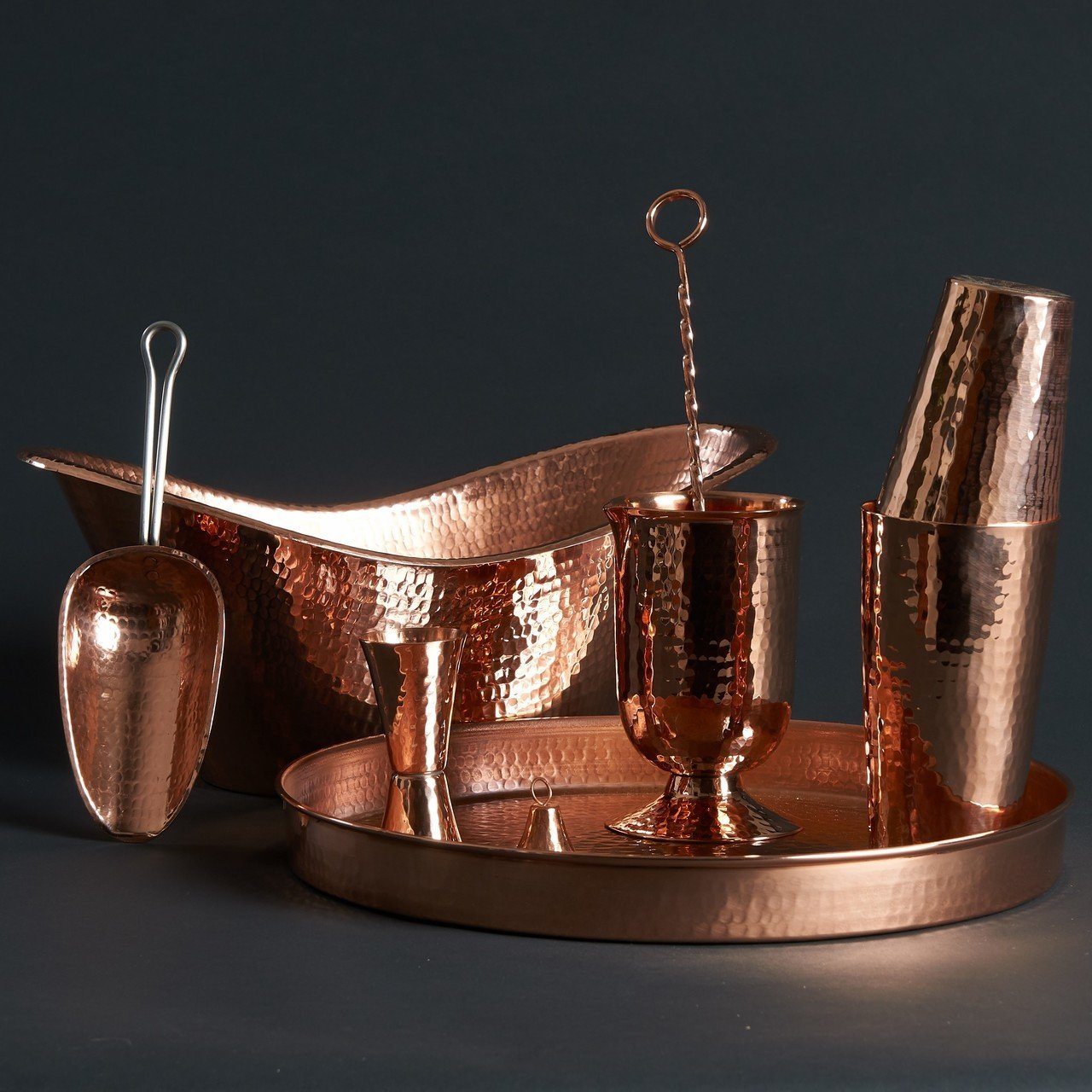 Deluxe Recycled Copper Home Bar Set