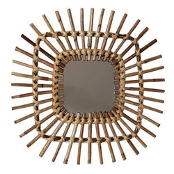 Square Spike Rattan Mirror