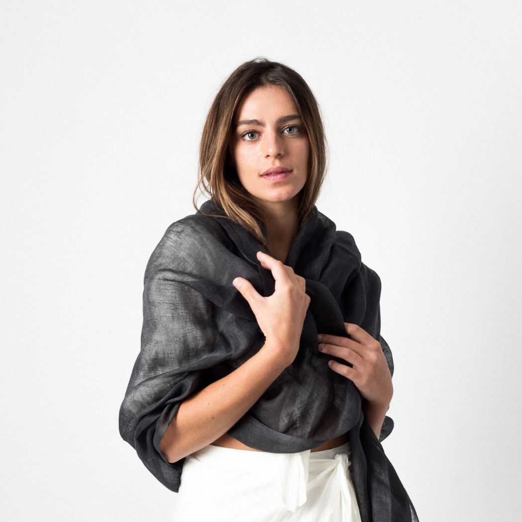 Charcoal Linen ScarfÂ