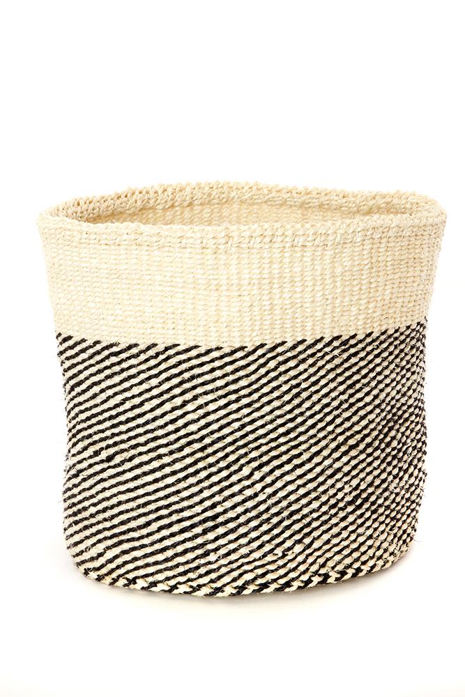 Black and Cream Twill Sisal Nesting Basket Set