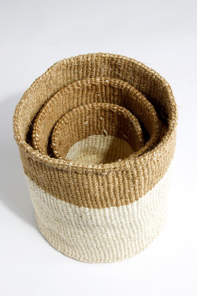 Dual Tone Sisal Basket Set