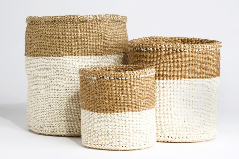 Dual Tone Sisal Basket Set