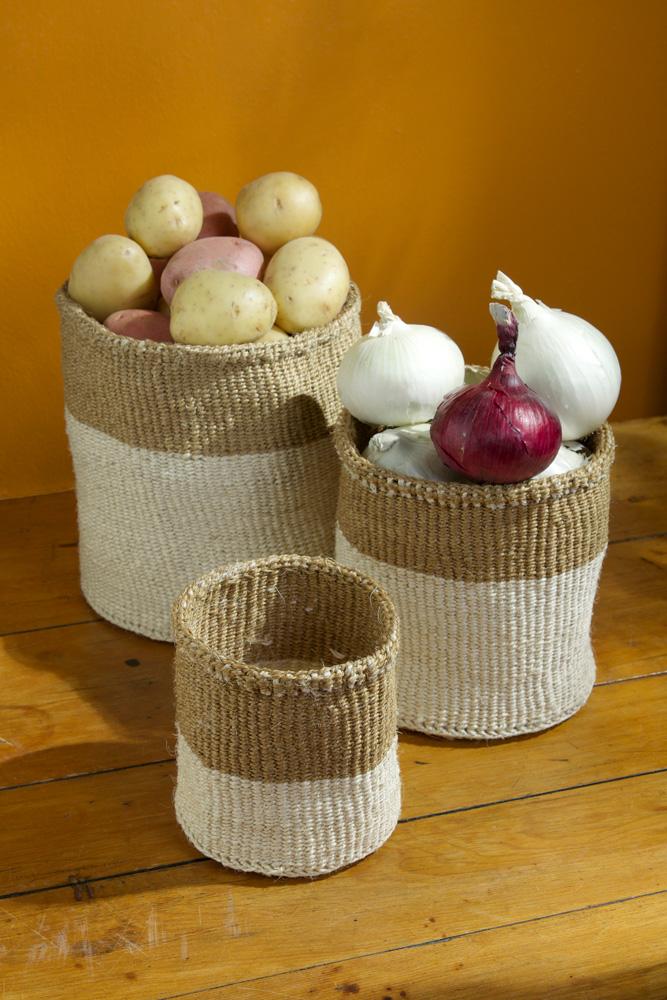 Dual Tone Sisal Basket Set