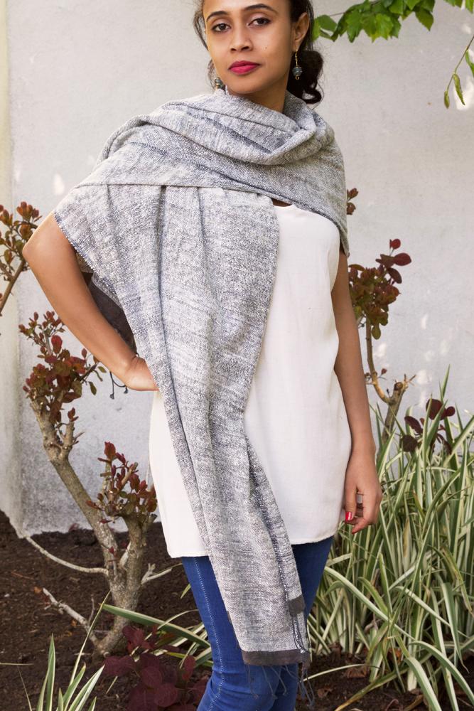 Ethiopian Stella Shawl - Gray