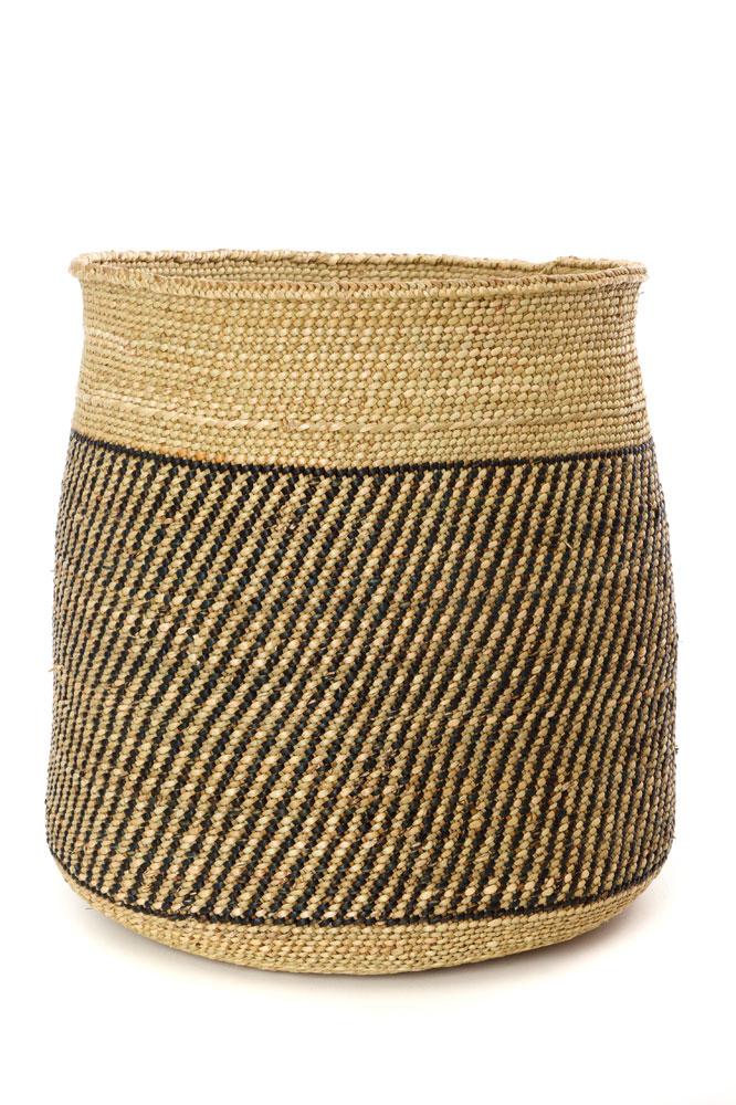 Iringa Basket - Black Diagonal Stripes