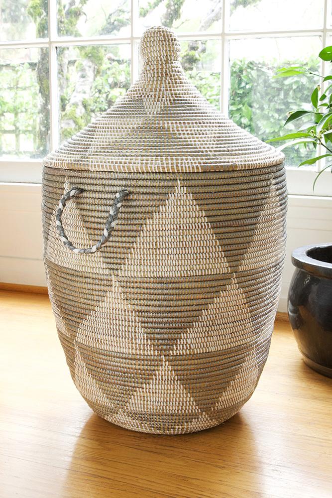 Large Silver Triangle Laundry Hamper