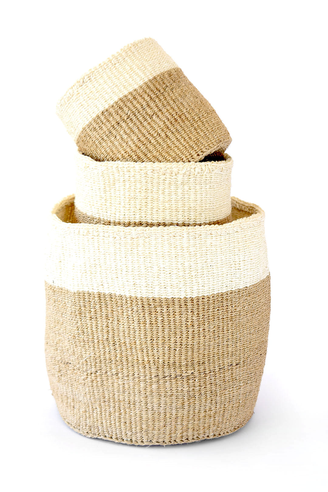 Beige and Cream Sisal Nesting Basket Set